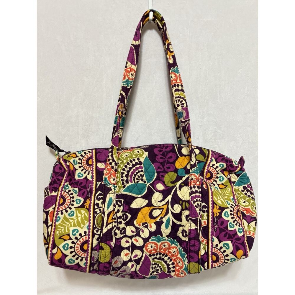 Vera Bradley Plum Crazy Floral Travel Duffle Tote Bag 18×10×8